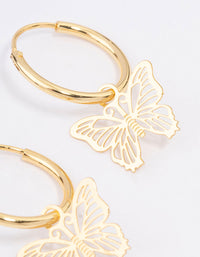 Gold Plated Filigree Butterfly Hoop Earrings - link has visual effect only