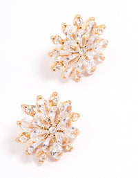 Gold Plated Large Round Floral Stud Earrings - link has visual effect only