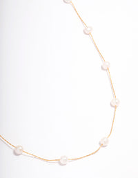 Gold Plated Freshwater Pearl Dotted Fine Short Necklace - link has visual effect only