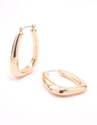 Gold Large Oval Square Hoop Earrings - link has visual effect only