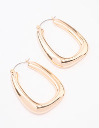 Gold Large Oval Square Hoop Earrings - link has visual effect only