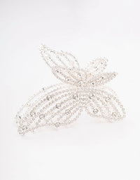 Silver Diamante Butterfly Hair Claw Clip - link has visual effect only