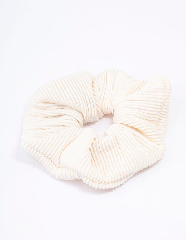 Ivory Ribbed Hair Scrunchie