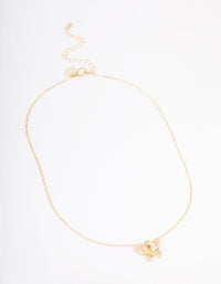 Gold Plated Cubic Zirconia Butterfly Pendant Necklace - link has visual effect only