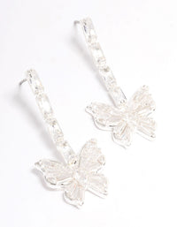 Silver Plated Butterfly Cubic Zirconia Drop Earrings - link has visual effect only