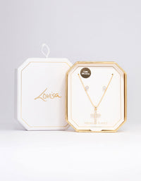 Gold Plated Cross Cubic Zirconia Necklace & Earrings Set - link has visual effect only