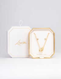 Gold Plated Circle Cubic Zirconia Necklace & Earrings Set - link has visual effect only