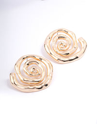 Gold Spiral Medium Stone Stud Earrings - link has visual effect only