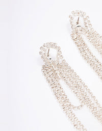 Silver Long Statement Diamante Drop Earrings - link has visual effect only