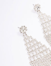 Silver Medium Diamante Cup Chain Drop Earrings - link has visual effect only