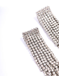 Rhodium Double Diamante Cupchain Drop Earrings - link has visual effect only