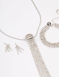 Silver Ball Cup Chain Drop Jewellery Set - link has visual effect only