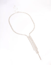 Silver Duo Diamante Drop Necklace - link has visual effect only