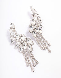 Rhodium Multi Diamante Cupchain Ear Cuff - link has visual effect only