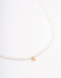 Gold Plated Letter A Initial & Pearl Pendant Necklace - link has visual effect only