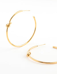 Waterproof Gold Plated Stainless Steel Classic Knotted Hoop Earrings - link has visual effect only