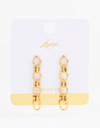 Waterproof Gold Plated Stainless Steel Oval Ball Chain Drop Earrings - link has visual effect only