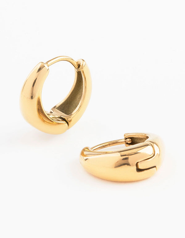 Waterproof Gold Plated Stainless Steel Mini Drop Huggie Earrings