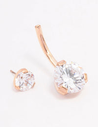 Rose Gold Plated Surgical Steel Double Round Belly Ring - link has visual effect only