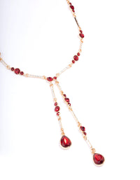 Red Multi Diamante Y-Shape Necklace - link has visual effect only