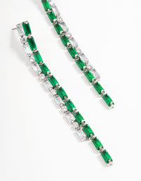 Silver Cubic Zirconia Double Row Baguette Drop Earrings - link has visual effect only