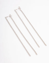 Silver Cubic Zirconia Skinny Layered Drop Earrings - link has visual effect only