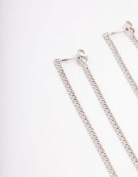 Silver Cubic Zirconia Skinny Layered Drop Earrings - link has visual effect only