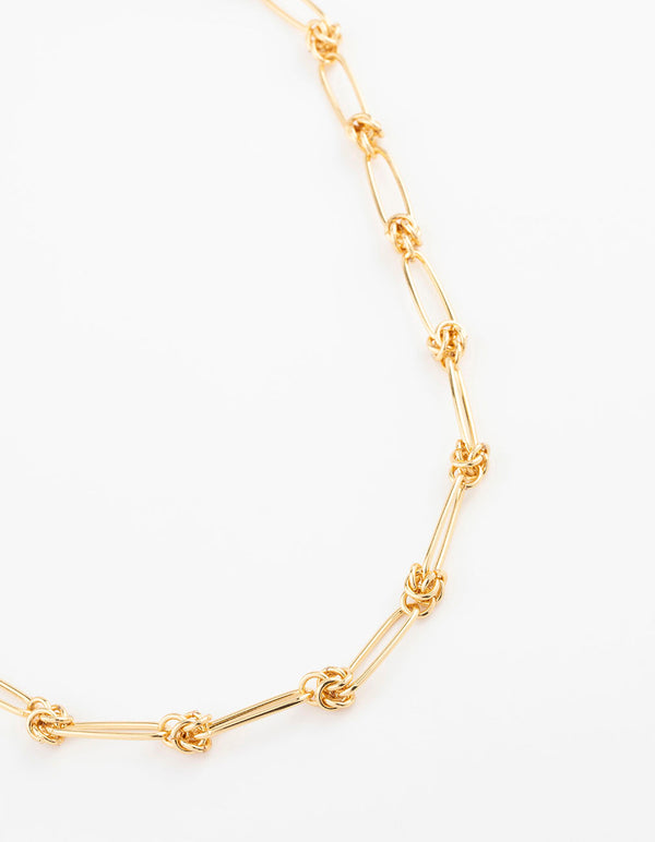 Gold Plated Open Link Knotted Pendant Necklace