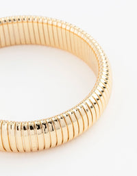 Gold Plated Wide Ribbed Bangle - link has visual effect only