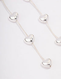 Rhodium Heart & Chain Drop Earrings - link has visual effect only