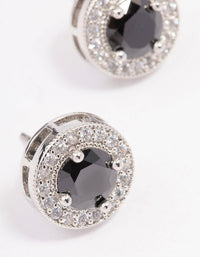 Rhodium Pave Circle Stud Earrings - link has visual effect only