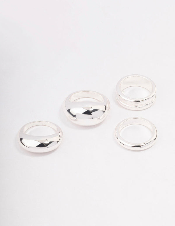 Rhodium Organic Smooth Ring Pack