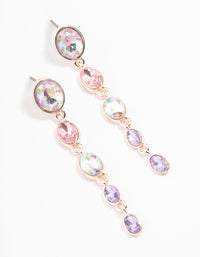 Rose Gold Iridescent Stone Gradual Drop Earrings - link has visual effect only