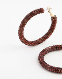 Maroon Crystal Wrapped Hoop Earrings - link has visual effect only