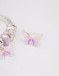 Kids Silver Stretch Glitter Butterfly Bracelet & Ring Set - link has visual effect only