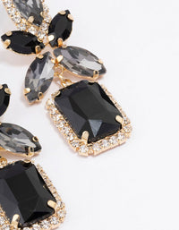 Gold Mixed Oval Stone Black Square Drop Earrings - link has visual effect only