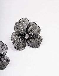 Black Diamante Flower Stud Earrings - link has visual effect only