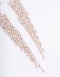 Rose Gold Wrapped Diamante Cup Chain Drop Earrings - link has visual effect only