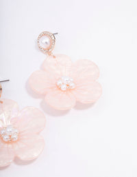 Rose Gold Acrylic Flower Pearl Drop Earrings - link has visual effect only