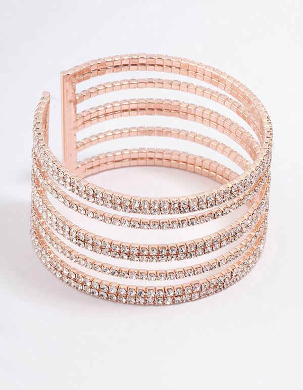 Rose Gold Layered Cupchain Wrist Cuff