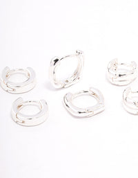 Silver Plated Chunky Rope Huggie Earring 3-Pack - link has visual effect only