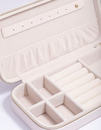 Cream Faux Leather Rectangle Jewellery Box - link has visual effect only