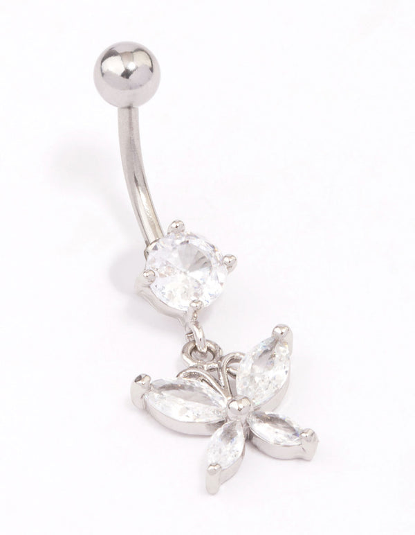 Surgical Steel Round Butterfly Drop Belly Piercing