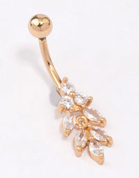 Gold Plated Surgical Steel Marquise Drop Belly Ring - link has visual effect only