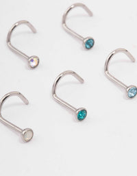 Surgical Steel Blue Mermaid Nose Piercing 6-Pack - link has visual effect only