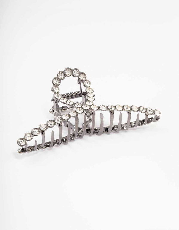 Gunmetal Diamante Twisted Hair Claw Clip