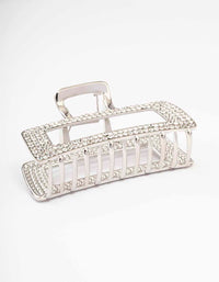 Silver Diamante Rectangle Hair Claw Clip - link has visual effect only