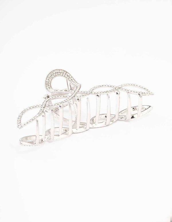 Silver Diamante Braided Twisted Hair Claw Clip