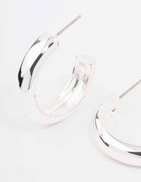 Silver Plain C-Shape Hoop Earrings - link has visual effect only