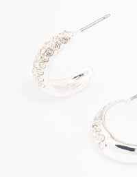 Silver Pave Diamante Hoop Earrings - link has visual effect only